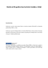 Stariji od 65 godina kao korisnici medija u Srbiji