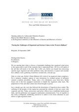 Opening address by the Head of OSCE Mission to Serbia, Ambassador Dimitrios Kypreos at the regional ministerial conference on organized crime.