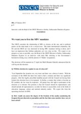 Interview with Dimitrios Kypreos, Head of the OSCE Mission to Serbia