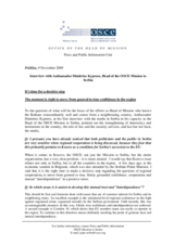 Interview with the Head of the OSCE Mission to Serbia in the daily newspaper Politika