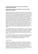 Article by the Head of the Mission to Serbia and Montenegro: Democratization and European Integration, Podgorica