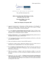 Head of Mission's address on International Right to Know Day, 28 September 2007