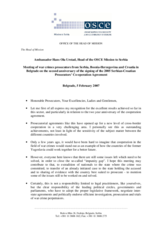 Talking points of the Head of the OSCE Mission to Serbia at the regional conference "Justice in the Region"