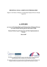 Study on access to rights and reintegration of displaced population in Croatia, Bosnia and Herzegovina and Serbia