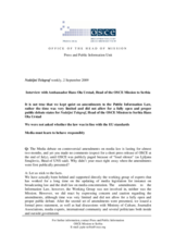 Interview with the Head of the OSCE Mission to Serbia in the weekly newspaper Nedeljni Telegraf