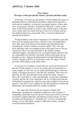 Article by the Head of the Mission to Serbia and Montenegro on war crimes