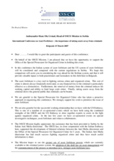 Talking points by the Head of the OSCE Mission to Serbia at the international conference on asset forfeiture - The importance of taking assets away from criminals, 15 March 2007.