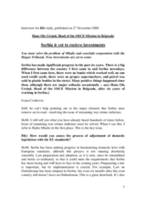 Interview with Head of Mission, Blic daily, 27 November 2006