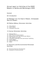 Annual report on activities of the OSCE Mission to Serbia and Montenegro 2005